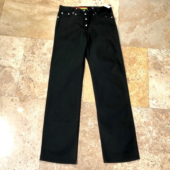 CASTEL BAJAC ITALY men black straight jeans 32 - Picture 3 of 10